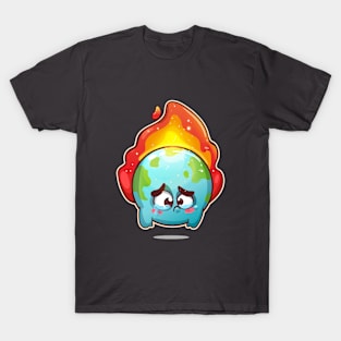 Sad Earth Global Warming T-Shirt